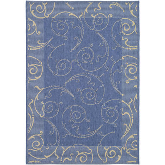 Courtyard Blue and Natural 2'3" x 12' Runner Outdoor Area Rug