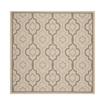 Courtyard Beige and Dark Beige 7'10" x 7'10" Square Outdoor Area Rug