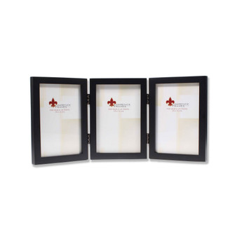 Hinged Triple Black Wood Picture Frame - Gallery Collection - 4" x 6"