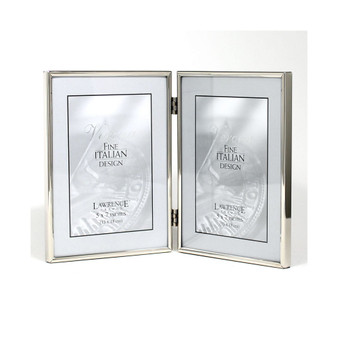 Hinged Double Simply Silver Metal Picture Frame - 5" x 7"