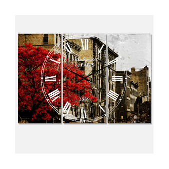 Industrial 3 Panels Metal Wall Clock