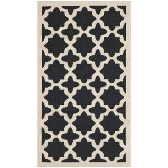 Courtyard Black and Beige 6'7" x 9'6" Sisal Weave Outdoor Area Rug