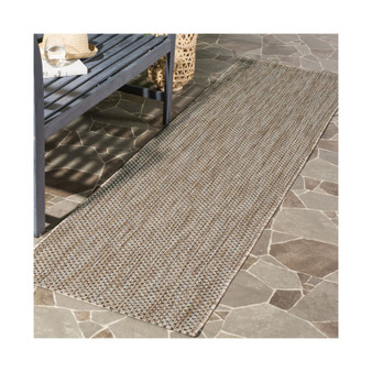 Courtyard Natural and Black 2'3" x 6'7" Sisal Weave Runner Outdoor Area Rug