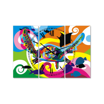 Underwater Oversized Modern 3 Panels Wall Clock - 38" x 38" x 1"
