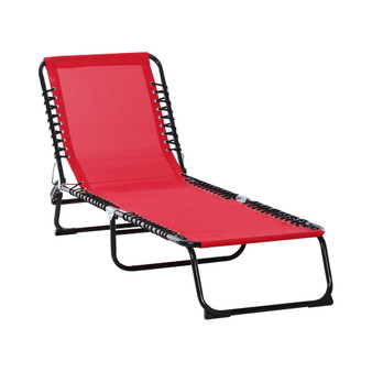 Outdoor Folding Chaise Lounge Chair, Portable Lightweight Reclining Garden Sun Lounger with 4-Position Adjustable Backrest for Patio, Deck, and Poolside, Wine Red