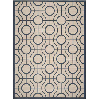 Courtyard Beige and Navy 8' x 11' Sisal Weave Outdoor Area Rug