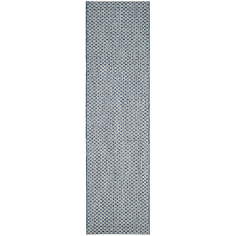 Courtyard Blue and Light Grey 2'3" x 8' Sisal Weave Runner Outdoor Area Rug