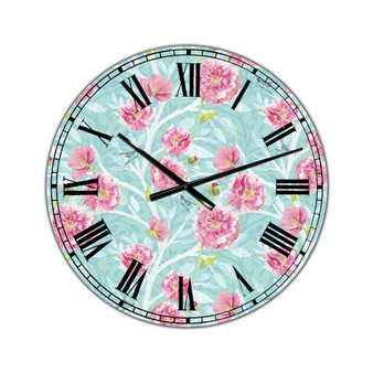 Evening Garden Pattern I Large Cottage Wall Clock - 36" x 28" x 1"
