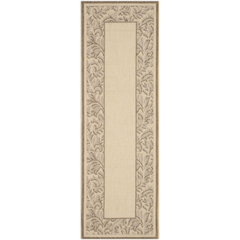 Courtyard Natural and Brown 6'7" x 6'7" Sisal Weave Round Outdoor Area Rug