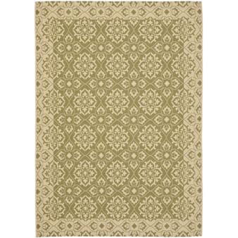 Courtyard Green and Creme 7'10" x 7'10" Round Outdoor Area Rug