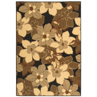Courtyard Black Natural and Brown 5'3" x 7'7" Sisal Weave Outdoor Area Rug