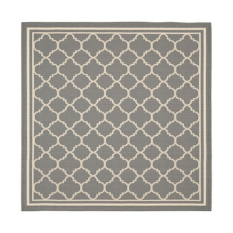 Courtyard Anthracite and Bone 6'7" x 6'7" Sisal Weave Square Outdoor Area Rug