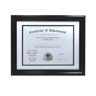 Dual Use Black 11" x 14" Certificate Picture Frame with Double Bevel Cut Matting For Document - 8.5" x 11"