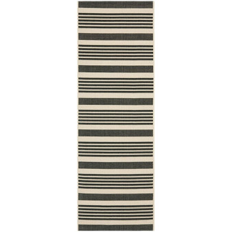 Courtyard Black and Bone 2'3" x 14' Sisal Weave Runner Outdoor Area Rug