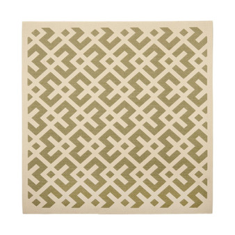 Courtyard Green and Bone 4' x 4' Square Outdoor Area Rug
