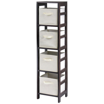 Capri 4-Section N Storage Shelf with 4 Foldable Fabric Baskets
