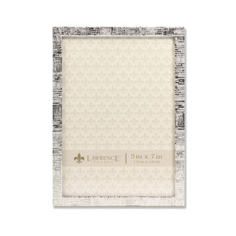 Silver Metal Picture Frame with Linen Pattern - 5" x 7"
