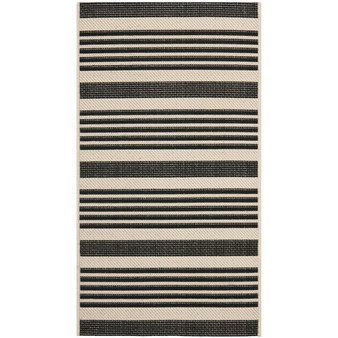 Courtyard Black and Bone 2'7" x 5' Sisal Weave Outdoor Area Rug