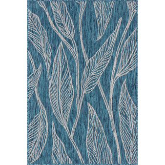 Outdoor Pashio Pas7 Teal 4' x 6' Area Rug