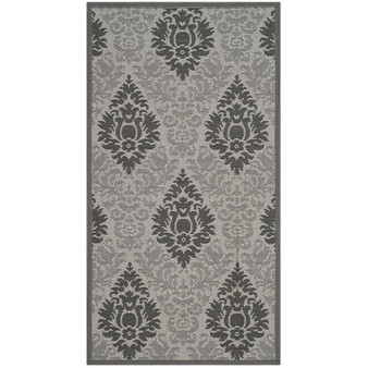 Courtyard Light Gray and Anthracite 2'7" x 5' Sisal Weave Outdoor Area Rug