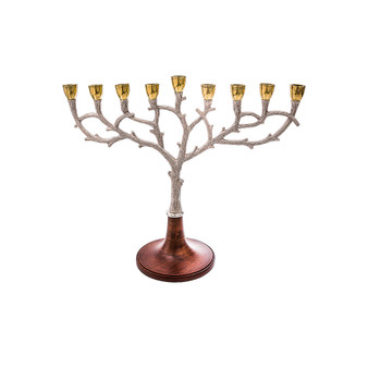 Menorah with Wood Base