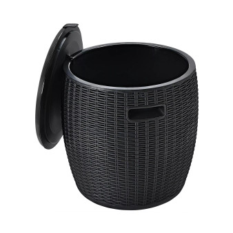 9.5 Gallon 4-in-1 Patio Rattan Cool Bar Cocktail Table Side Table