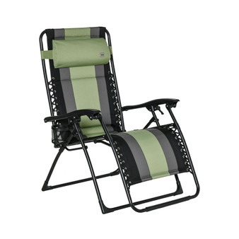 XL Oversize Zero Gravity Recliner, Padded Patio Lounger Chair, Folding Chair with Adjustable Backrest, Cup Holder and Headrest for Backyard, Poolside, Lawn, Green