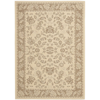 Courtyard Creme and Brown 5'3" x 7'7" Outdoor Area Rug
