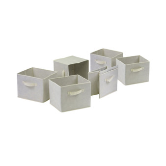 Capri Set of 6 Foldable Beige Fabric Baskets