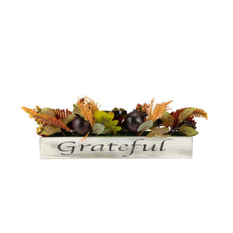 Autumn Harvest 3 Piece Candle Holder in a Rustic Wooden Box Centerpiece Set, 24"