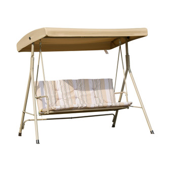 3-Seat Patio Swing Chair, Outdoor Canopy Swing Glider with Removable Cushion, Adjustable Shade and Weather Resistant Steel Frame, for Porch, Garden, Poolside, Backyard