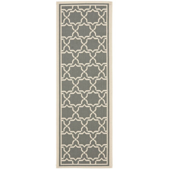 Courtyard Anthracite and Beige 2'3" x 8' Runner Outdoor Area Rug