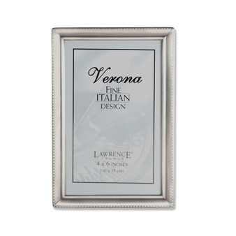 Antique Pewter Picture Frame - Bead Border Design - 4" x 6"