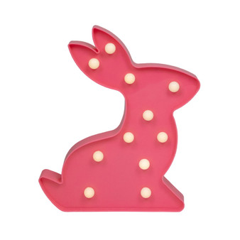LED Lighted Pink Easter Bunny Marquee Wall Sign, 9.5"