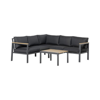 5 Seater Patio Furniture Set, 4 Piece L-Shaped Outdoor Conversation Sectional Sofa with Coffee Table, 2 Loveseats, Corner Couch Segment, Dark Grey