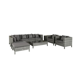 9-Piece Patio Furniture Sets Outdoor Conversation Sets, Sofa Sets with Removable Cushion, Footstool and Coffee table for Balcony, Backyard Grey