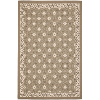 Courtyard Dark Beige and Beige 4' x 5'7" Outdoor Area Rug