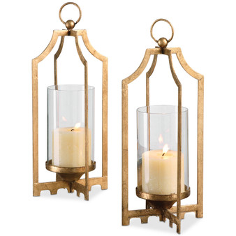 Lucy Gold Candleholders, Set of 2