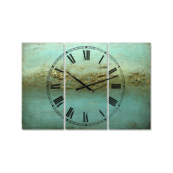 Rocky Shoals Oversized Modern 3 Panels Wall Clock - 38" x 38" x 1"