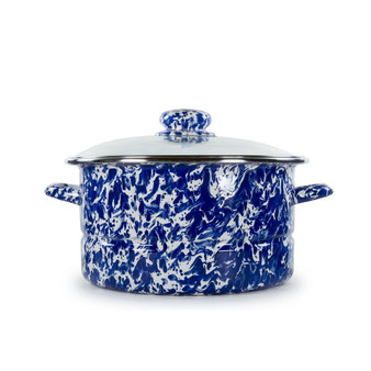 Cobalt Swirl Enamelware Collection 6 Quart Stock Pot