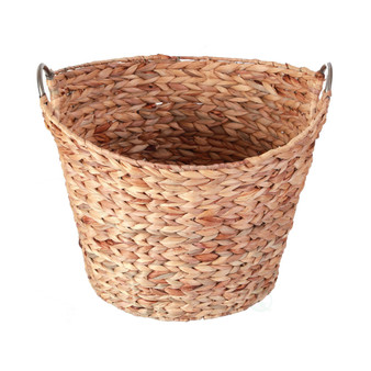 Water Hyacinth Wicker Large Round Storage Laundry Basket with Handles
