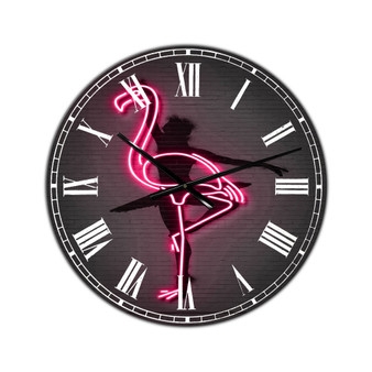 Neon Pink Flamingo and Ballerina Large Modern Wall Clock - 38" x 38" x 1"