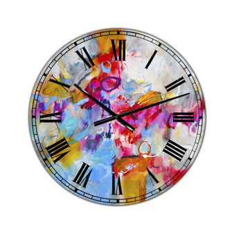 Blue and Yellow Color Spatters IV Oversized Modern Wall Clock - 36" x 28" x 1"