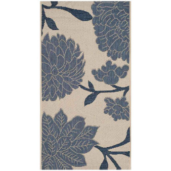 Courtyard Beige and Blue 2' x 3'7" Sisal Weave Outdoor Area Rug