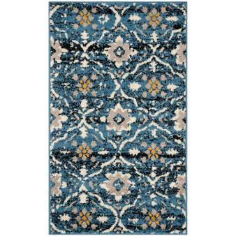 Amsterdam Blue and Creme 3' x 5' Outdoor Area Rug