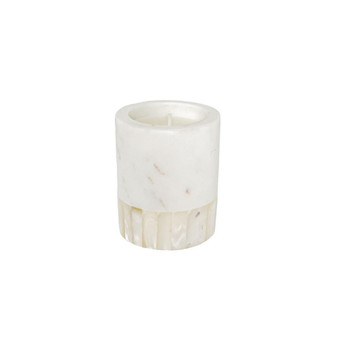 White Mother of Pearl Lemongrass Marble Candle Small
