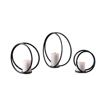 Pina Curved Metal Candle Holders, Set of 3