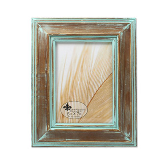 Weathered Wood with Verdigris Wash Picture Frame - 5" x 7"