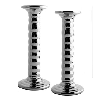 Argent 7.5" Glass Candlesticks, Set Of 2