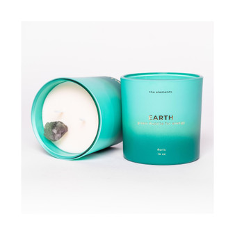 "Earth" Element Floris Scented with Green Fluorite Crystal Candle